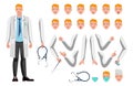 Flat vector male doctor character for your scenes Royalty Free Stock Photo